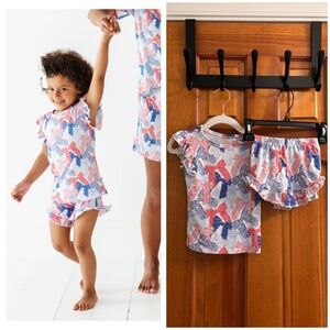 Little Pajama Co Red White Blue Bow Ruffle Short Set - 12-18 MO